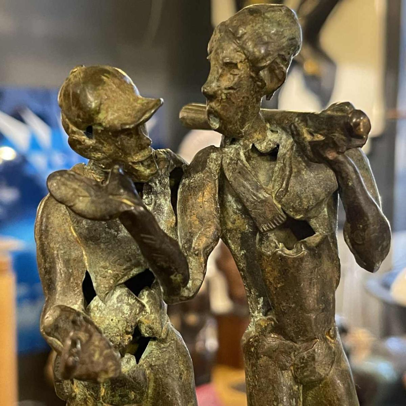 Jean Delcourt "Honkbalspelers", bronzen beeldhouwwerk in verloren was 1/1, 2002