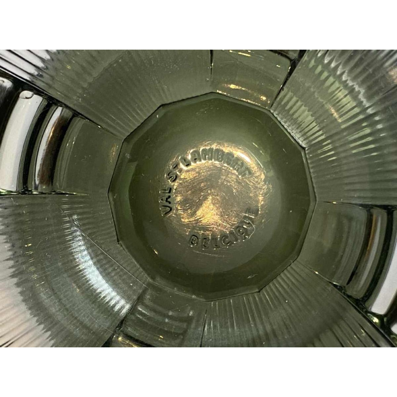 Luxval for Val-Saint-Lambert, Art Deco Picardie vase, green and gold moulded pressed glass, ca 1930