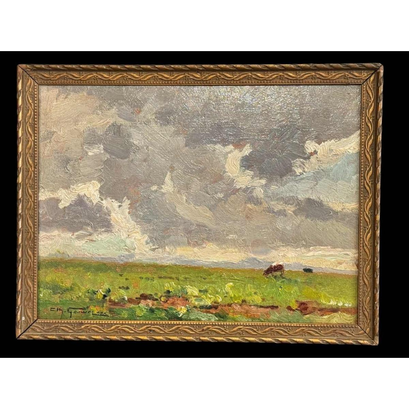 Charles GOUWELOOS "Avant la bourrasque" painting oil on panel