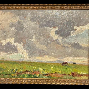 Charles GOUWELOOS « Avant la bourrasque » peinture huile sur bois