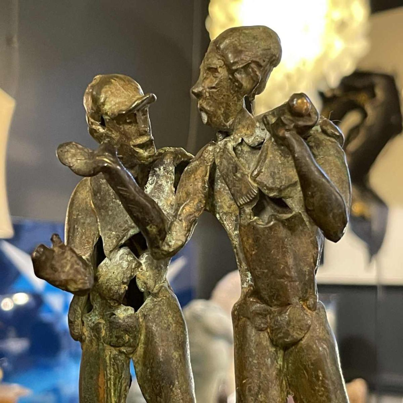 Jean Delcourt "Baseball Players", lost wax bronze sculpture 1/1 in 2002