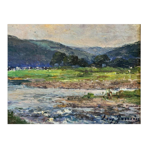 Léon JAMIN ‘The Ourthe at Esneux’ painting oil on panel