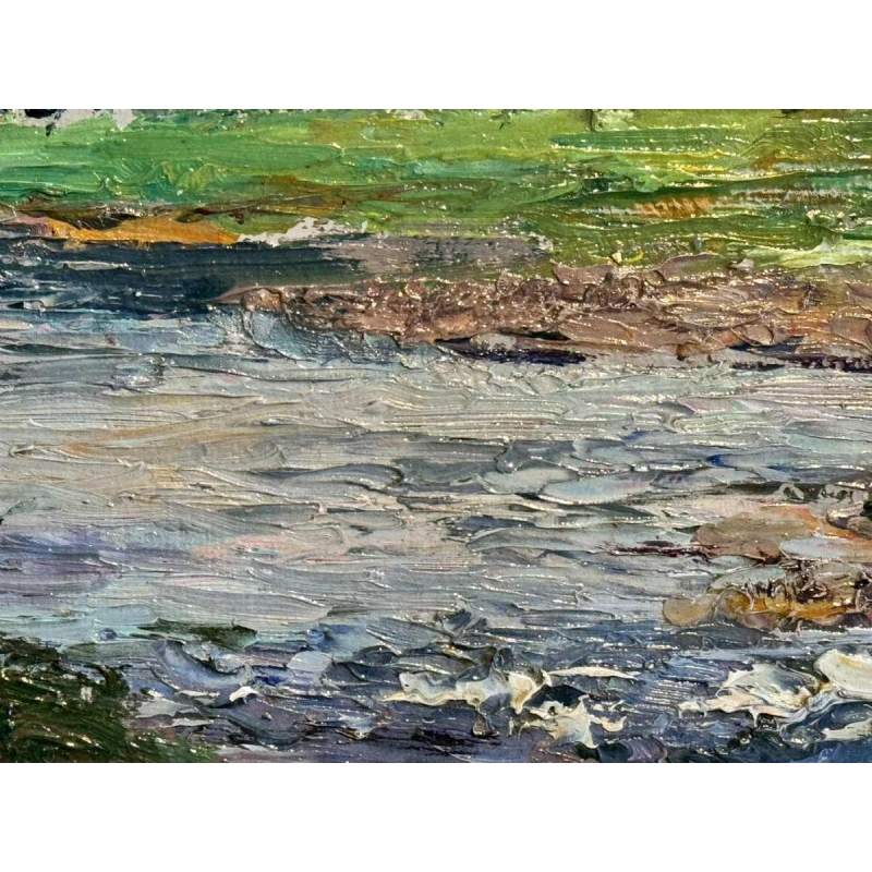 Léon JAMIN “De Ourthe van Esneux” schilderij olieverf op paneel