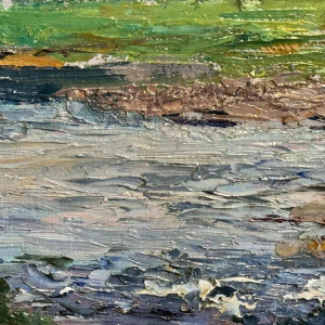 Léon JAMIN “De Ourthe van Esneux” schilderij olieverf op paneel