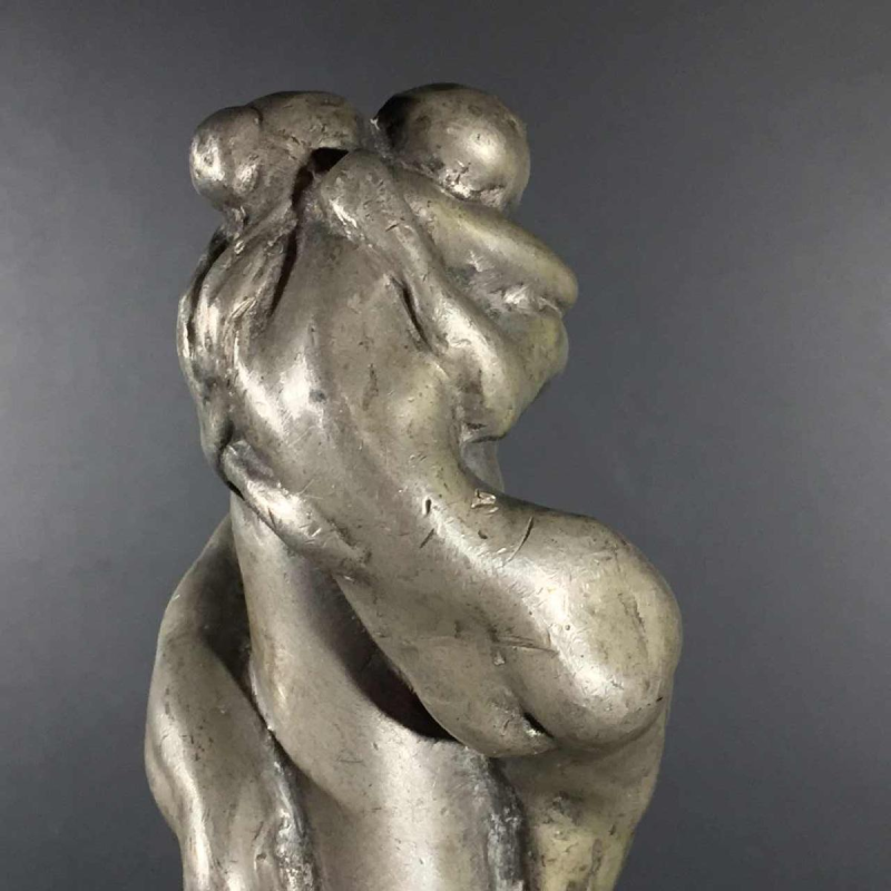 OMER DIERICKX, Rare Art Nouveau Seal Stamp Stamp, pewter nudes sculpture, 1900s