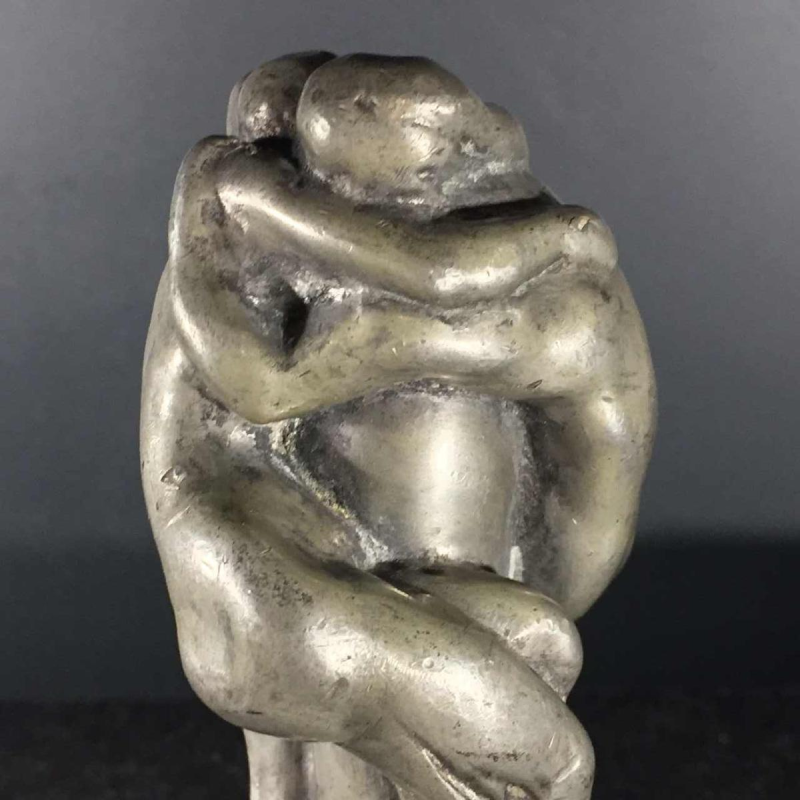 OMER DIERICKX, Rare Sceau Tampon Cachet ART NOUVEAU, sculpture nus étain, 1900s