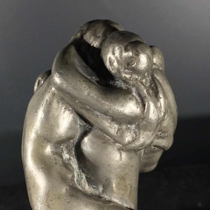 OMER DIERICKX, Zeldzame Art Nouveau zegelstempel, tinnen naakten sculptuur, jare