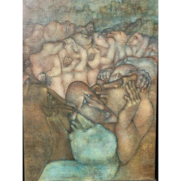 Simone TOUSSAINT (1940-2004) "Un bruit qui court" 50x70 cm