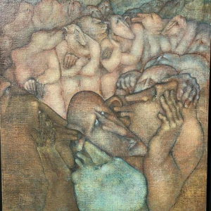 Simone TOUSSAINT (1940-2004) "Un bruit qui court" 50x70 cm