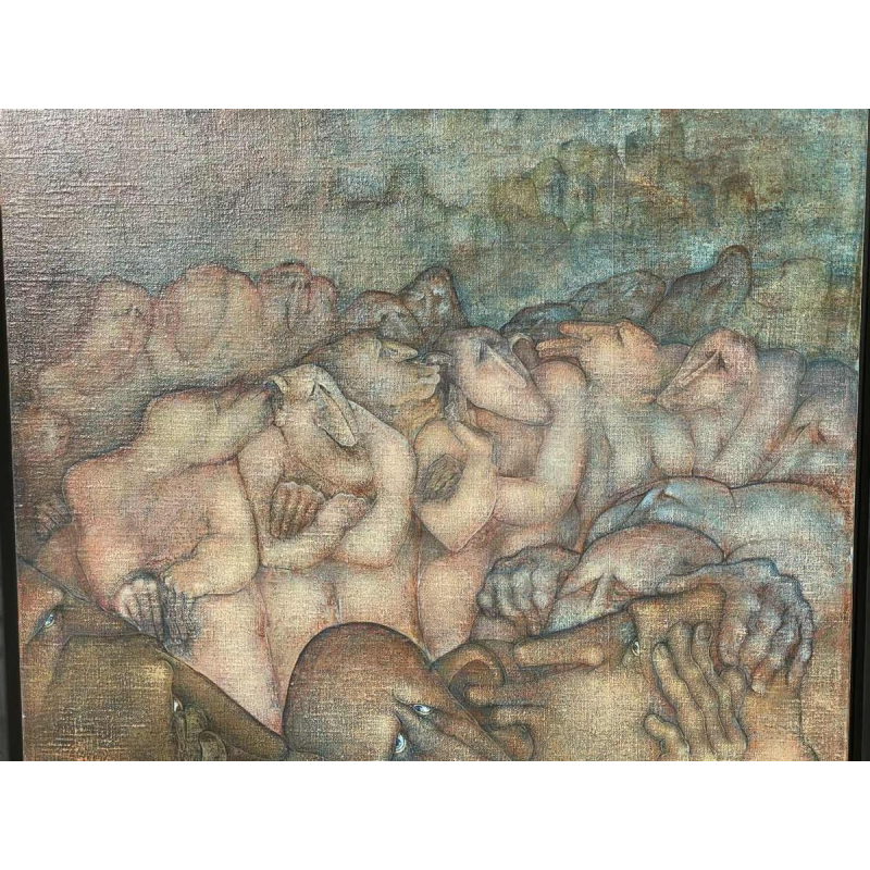 Simone TOUSSAINT (1940-2004) "Un bruit qui court" 50x70 cm