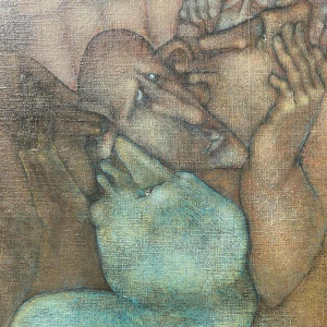 Simone TOUSSAINT (1940-2004) "Un bruit qui court" 50x70 cm