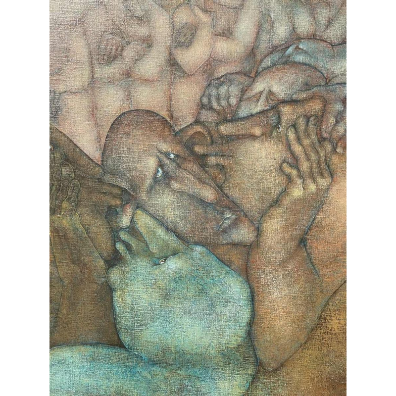 Simone TOUSSAINT (1940-2004) "Un bruit qui court" 50x70 cm