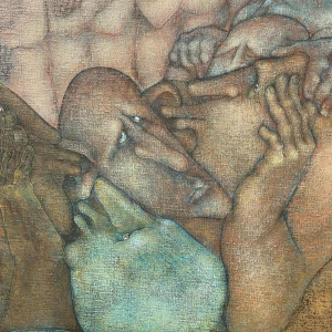 Simone TOUSSAINT (1940-2004) "Un bruit qui court" 50x70 cm