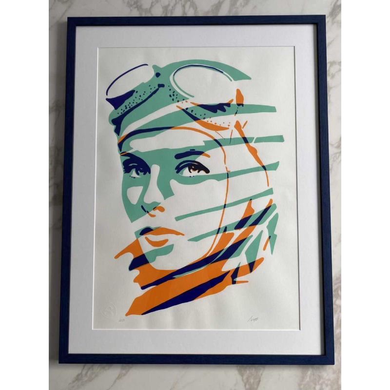 Olivier Hoffait (SOKE) L'aviatrice coloured lithograph
