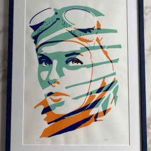 Olivier Hoffait (SOKE) "L'aviatrice" lithogravure couleur