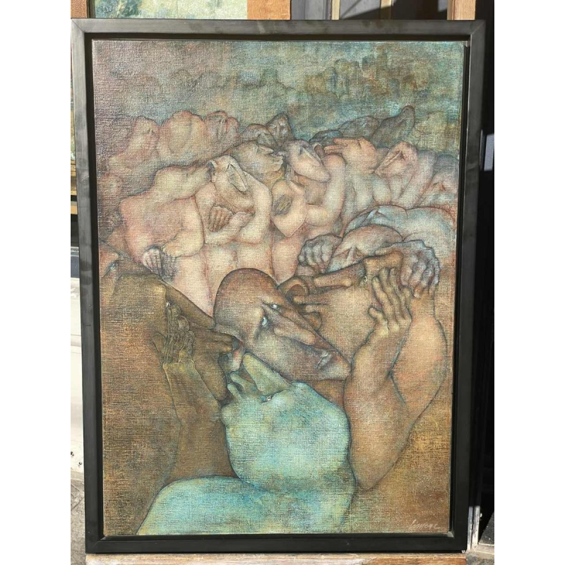 Simone TOUSSAINT (1940-2004) "Un bruit qui court" 50x70 cm