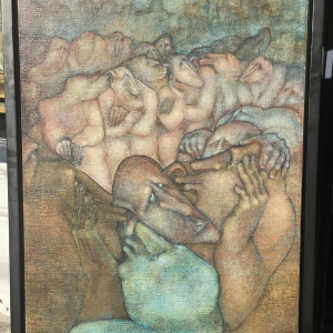 Simone TOUSSAINT (1940-2004) "Un bruit qui court" 50x70 cm