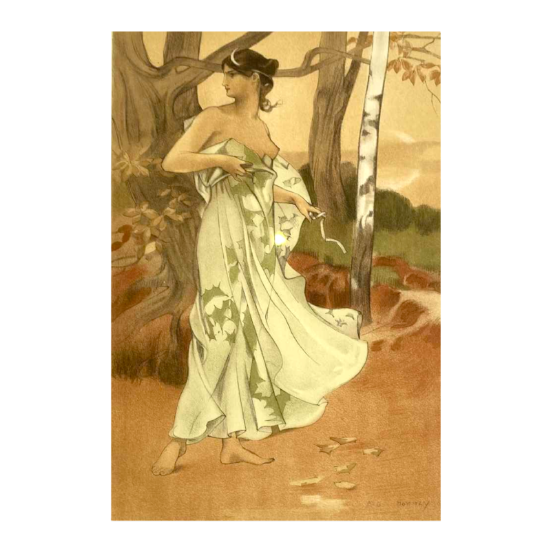 Auguste Donnay pour L'Imprimerie Champenois "Artemis" estampe lithographie originale sur papier vélin, 1897