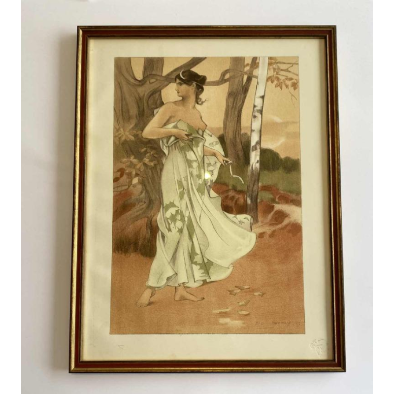 Auguste Donnay voor L'Imprimerie Champenois Artemis originele litho op velijnpapier, 1897