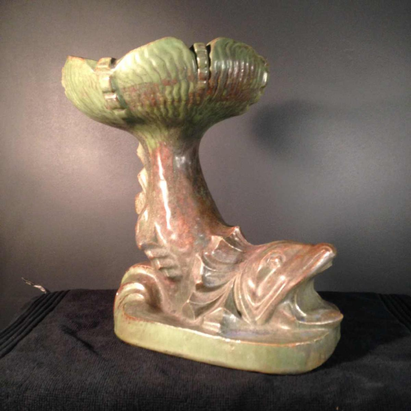 Roger Guérin, coupe à fruits au poisson Art Déco, grès de Bouffioulx 1925