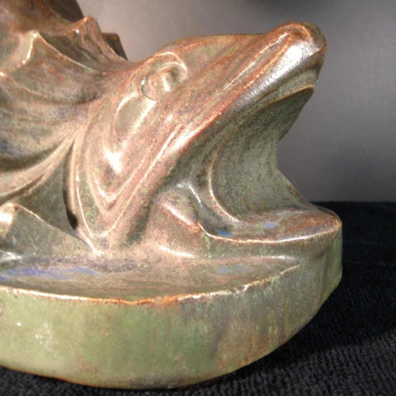 Roger Guérin, coupe à fruits au poisson Art Déco, grès de Bouffioulx 1925