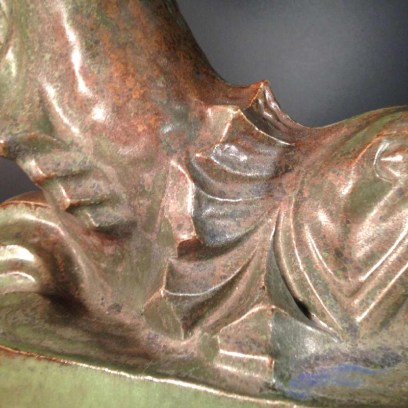 Roger Guérin, Art Deco steengoed visfruitschaal, Bouffioulx 1925