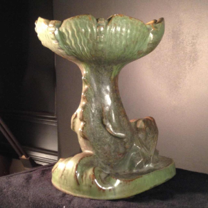 Roger Guérin, coupe à fruits au poisson Art Déco, grès de Bouffioulx 1925