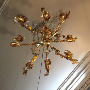 Napoleon III bronzen kroonluchter, Louis XV-stijl barokke rococo twist, 1890.