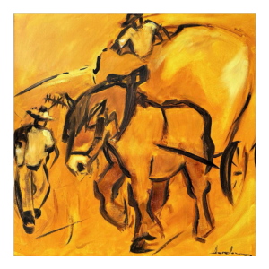 Milo DARDENNE ‘Men and carriage after haymaking’ painting oil on canvas