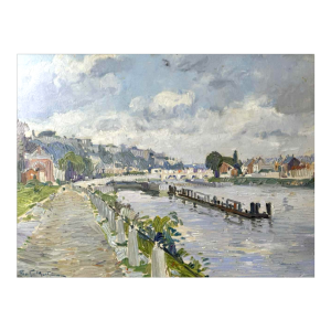 Paul MATHIEU « La Meuse à Namur avec le Pont de Jambes et la Citadelle » huile sur panneau