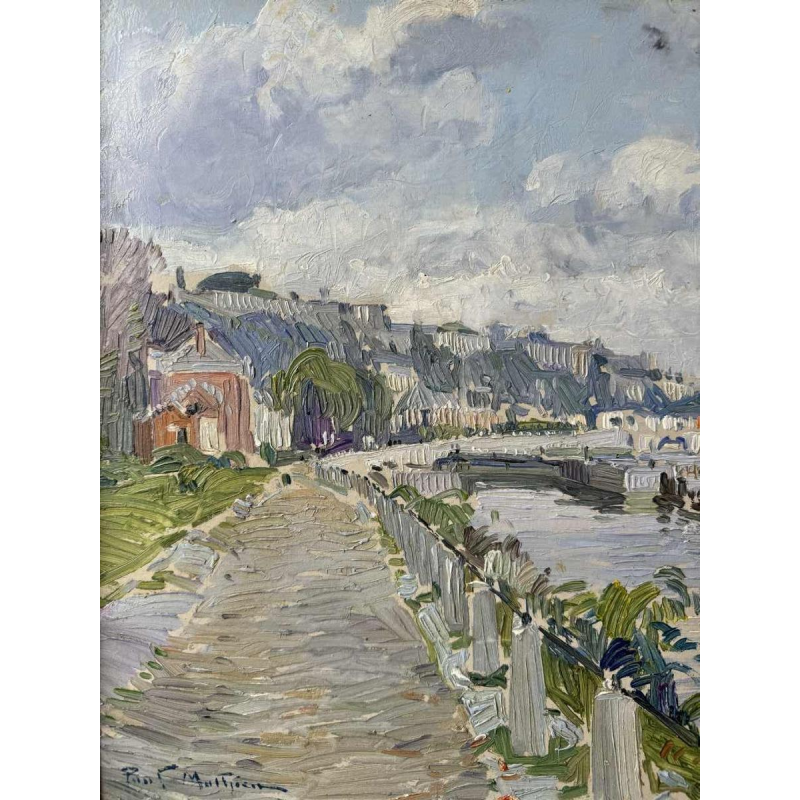 Paul MATHIEU "The Meuse at Namur with the Jambes Bridge and the Citadel", oil on canvas