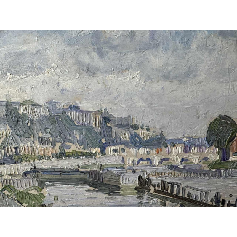 Paul MATHIEU "The Meuse at Namur with the Jambes Bridge and the Citadel", oil on canvas