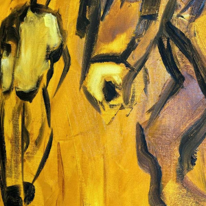 Milo DARDENNE “Mannen en koets na het hooien” schilderij olieverf op doek