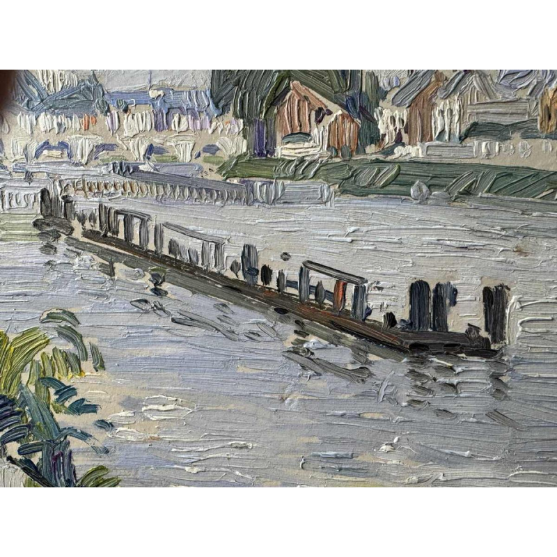 Paul MATHIEU "De Maas bij Namen met de Jambesbrug en de Citadel" olie op doek