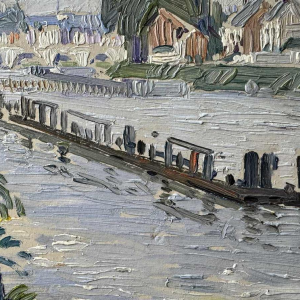 Paul MATHIEU "The Meuse at Namur with the Jambes Bridge and the Citadel", oil on canvas