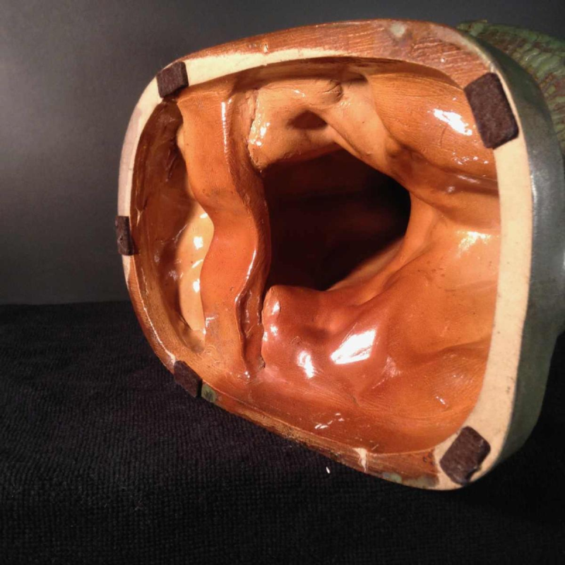 Roger Guérin, coupe à fruits au poisson Art Déco, grès de Bouffioulx 1925