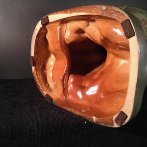 Roger Guérin, coupe à fruits au poisson Art Déco, grès de Bouffioulx 1925