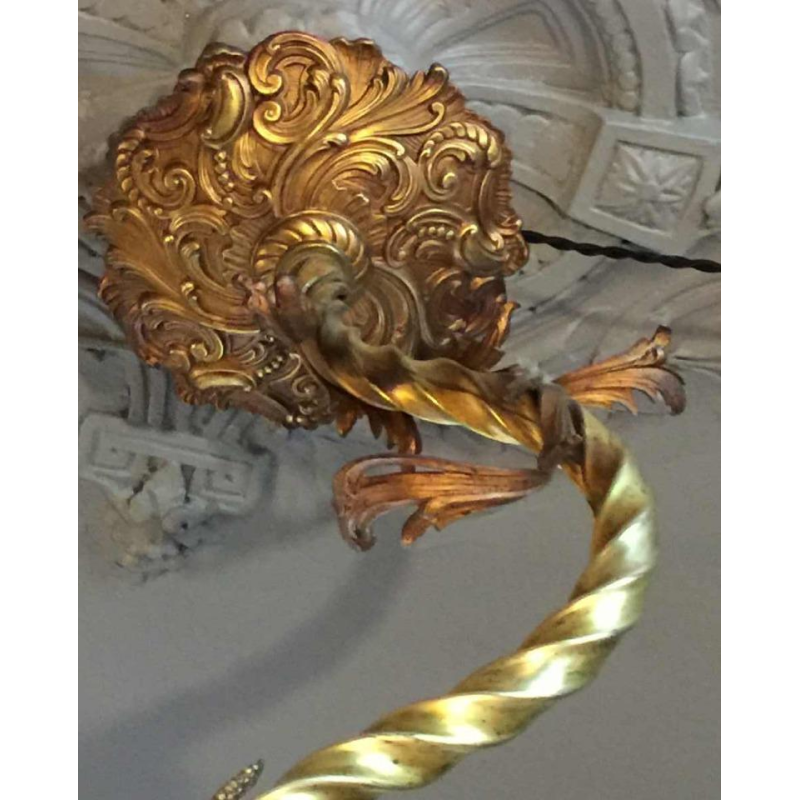 Napoleon III bronzen kroonluchter, Louis XV-stijl barokke rococo twist, 1890.