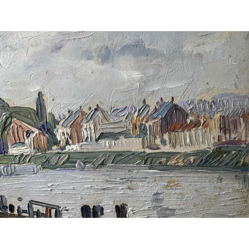 Paul MATHIEU "The Meuse at Namur with the Jambes Bridge and the Citadel", oil on canvas