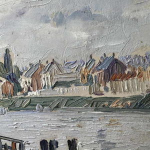 Paul MATHIEU « La Meuse à Namur avec le Pont de Jambes et la Citadelle » huile sur panneau
