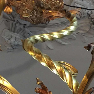 Napoleon III bronzen kroonluchter, Louis XV-stijl barokke rococo twist, 1890.