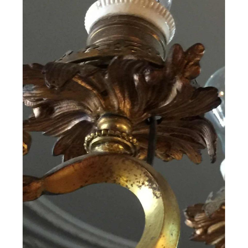 Bronze Chandelier Napoléon III , style Louis XV torsade rocaille baroque, 1890.