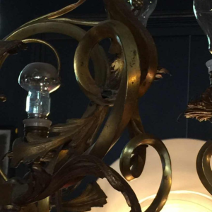 Napoleon III bronzen kroonluchter, Louis XV-stijl barokke rococo twist, 1890.