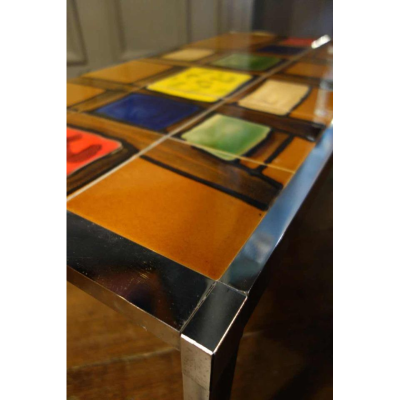 salontafel keramiek / metaal chroom Design Stijl Belarti, circa 1960