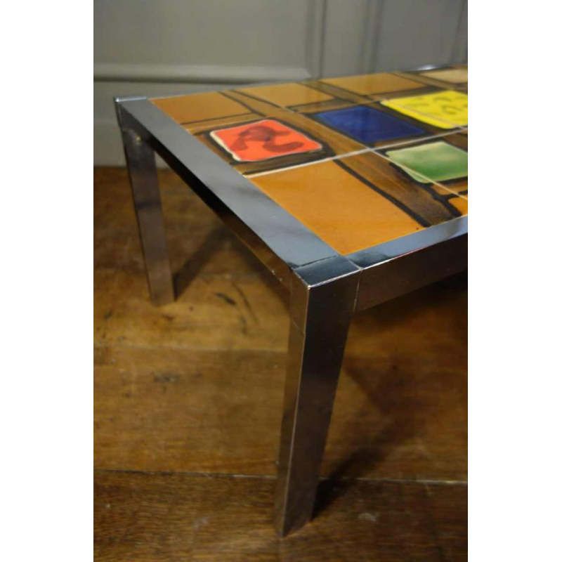 salontafel keramiek / metaal chroom Design Stijl Belarti, circa 1960