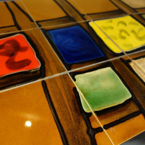 salontafel keramiek / metaal chroom Design Stijl Belarti, circa 1960