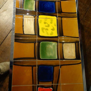 table basse céramique / métal chromé Design Style Belarti, circa 1960