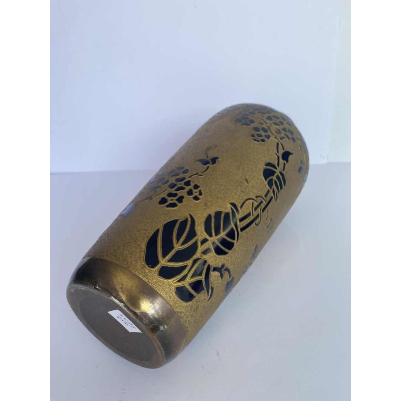 Val-Saint-Lambert, Art Nouveau electroplated vase, cobalt blue crystal, ca 1923