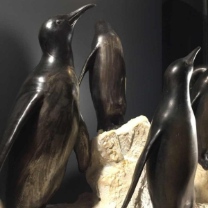 Animal sculpture "Penguins" Art Deco in metal and terracotta - circa 1930