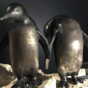 Sculpture animalière "Pingouins" Art Déco - régule & terre cuite - circa 1930